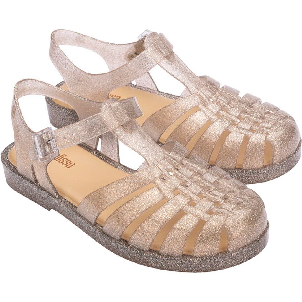 Melissa MELISSA POSSESSION SHINY SANDAL BF134 BEIGE SILVER GLITTER
