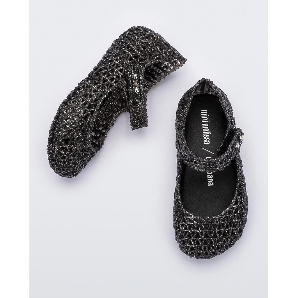 Mini Melissa Mini Melissa Campana Papel BB BALLERINA AJ850 BLACK GLITTER