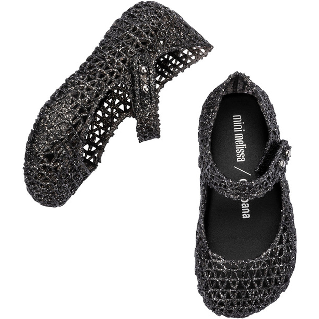 Mini Melissa Mini Melissa Campana Papel BB BALLERINA AJ850 BLACK GLITTER