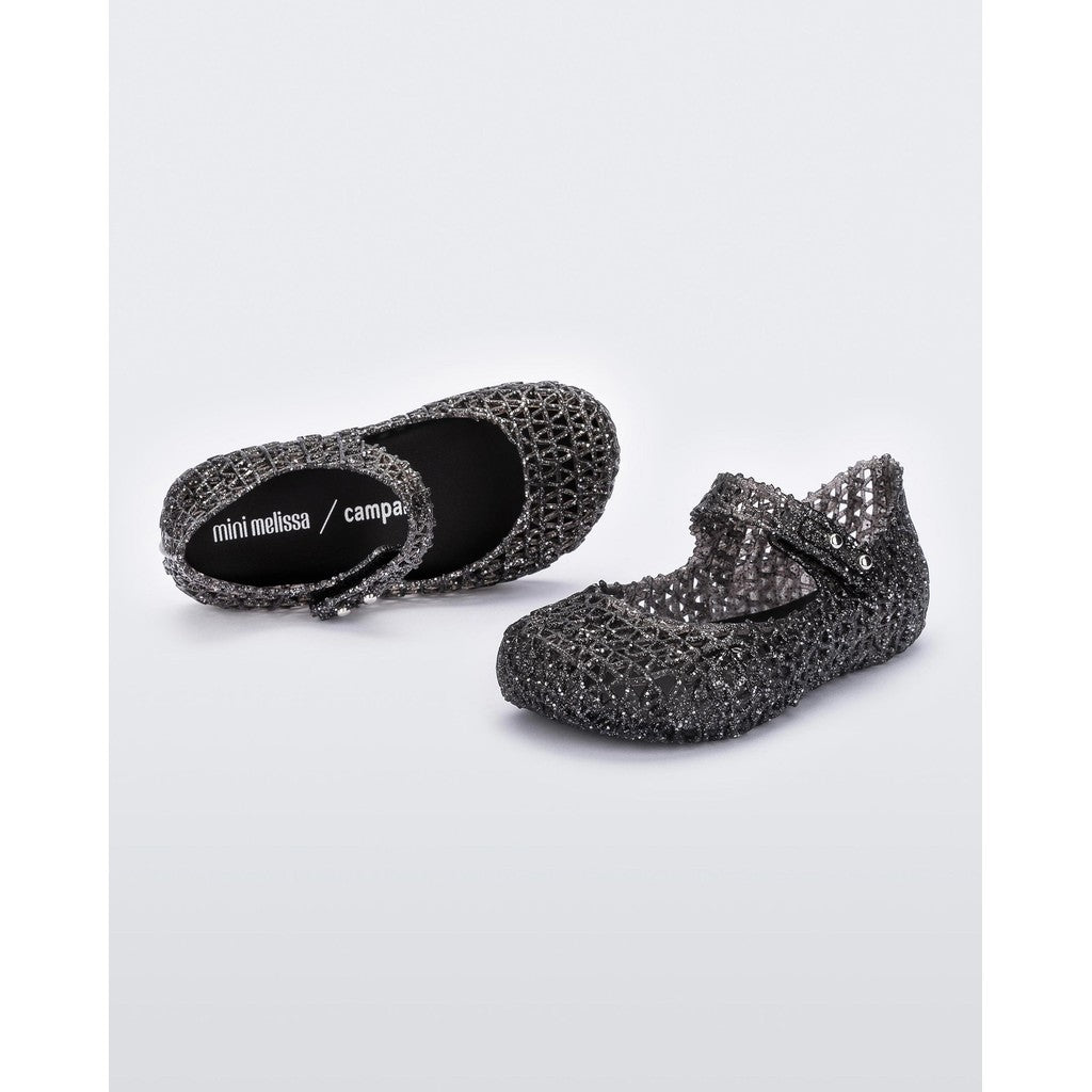 Mini Melissa Mini Melissa Campana Papel BB BALLERINA AJ850 BLACK GLITTER