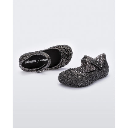 Mini Melissa Mini Melissa Campana Papel BB BALLERINA AJ850 BLACK GLITTER