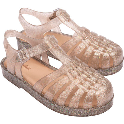 Mini Melissa MINI MELISSA POSSESSION SHINY INF SANDAL BF142 BEIGE SILVER GLITTER