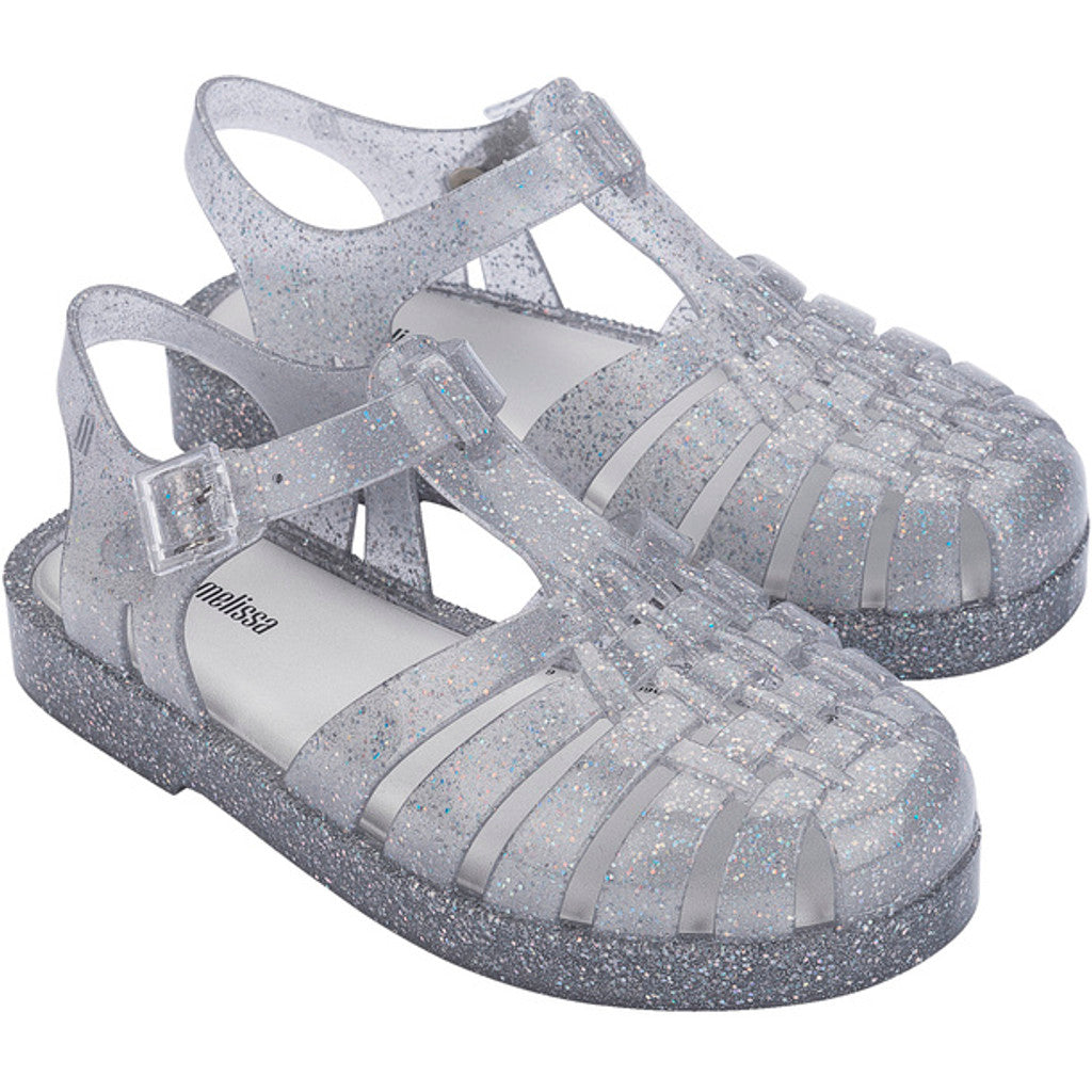 Mini Melissa Mini Melissa Possession Shiny Inf SANDAL BR228 GLITTER CLEAR SILVER