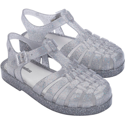 Mini Melissa Mini Melissa Possession Shiny Inf SANDAL BR228 GLITTER CLEAR SILVER