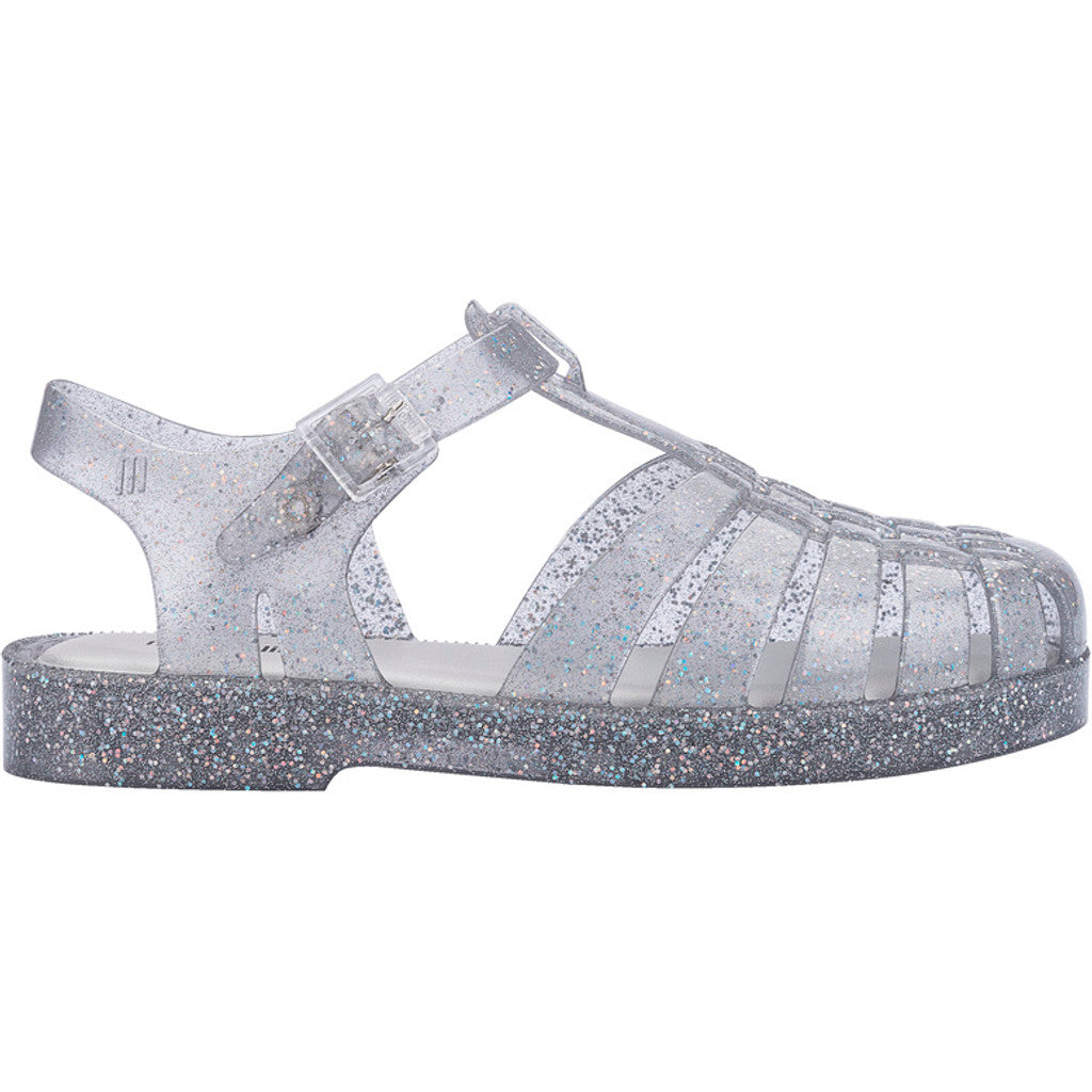 Mini Melissa Mini Melissa Possession Shiny Inf SANDAL BR228 GLITTER CLEAR SILVER