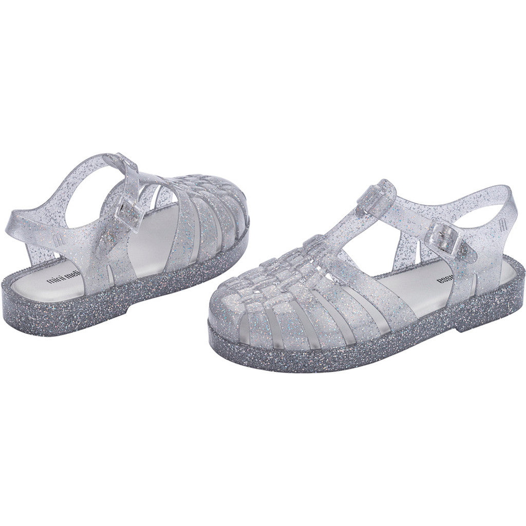 Mini Melissa Mini Melissa Possession Shiny Inf SANDAL BR228 GLITTER CLEAR SILVER