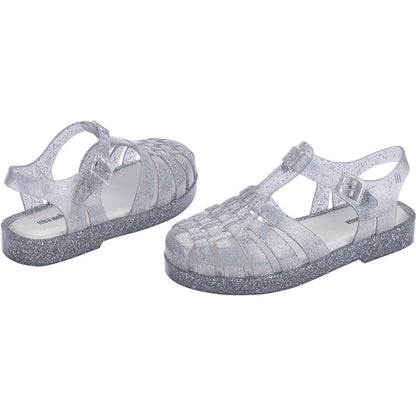 Mini Melissa Mini Melissa Possession Shiny Inf SANDAL BR228 GLITTER CLEAR SILVER