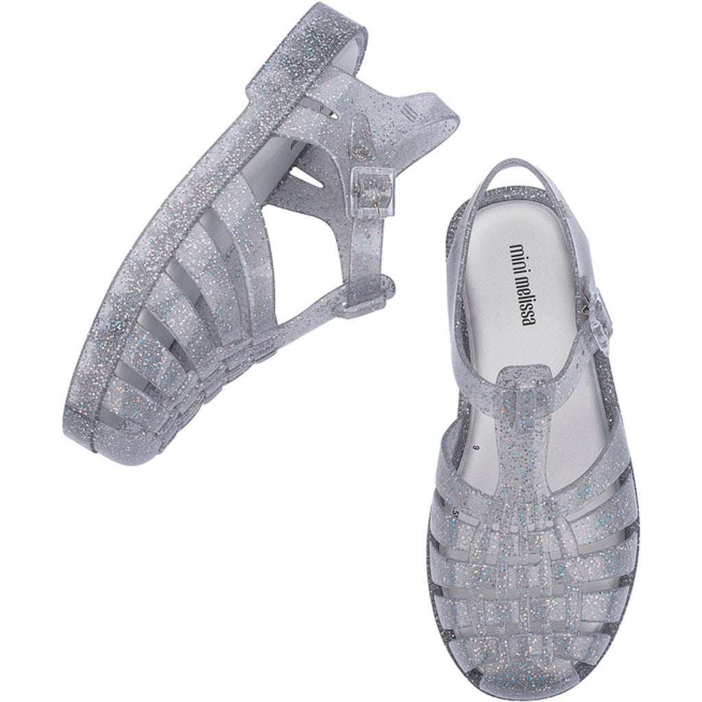 Mini Melissa Mini Melissa Possession Shiny Inf SANDAL BR228 GLITTER CLEAR SILVER