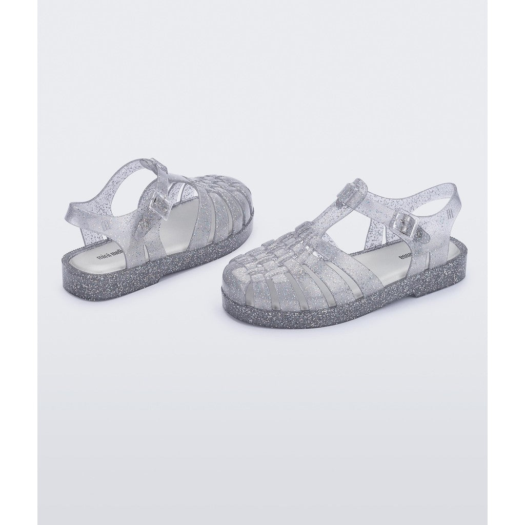 Mini Melissa Mini Melissa Possession Shiny Inf SANDAL BR228 GLITTER CLEAR SILVER