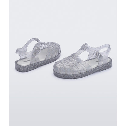 Mini Melissa Mini Melissa Possession Shiny Inf SANDAL BR228 GLITTER CLEAR SILVER