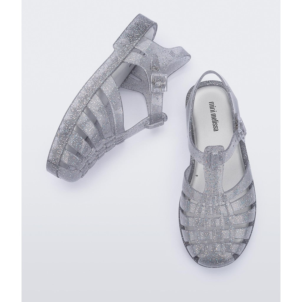Mini Melissa Mini Melissa Possession Shiny Inf SANDAL BR228 GLITTER CLEAR SILVER