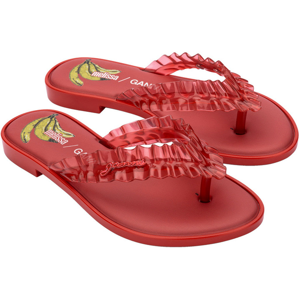 GANNI Melissa Flip Flop Slim x Ganni AD  BX386 RED