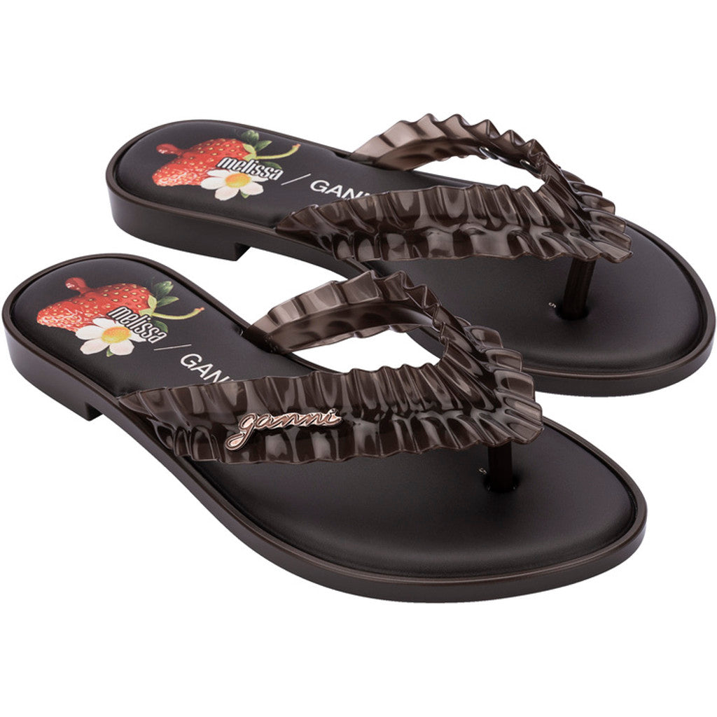 GANNI Melissa Flip Flop Slim x Ganni AD  BX388 BROWN