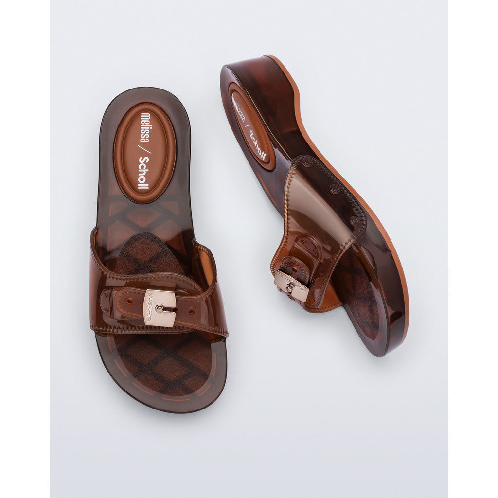 Melissa Melissa Pescura Heel x Scholl Ad SLIDE BU839 CLEAR BROWN