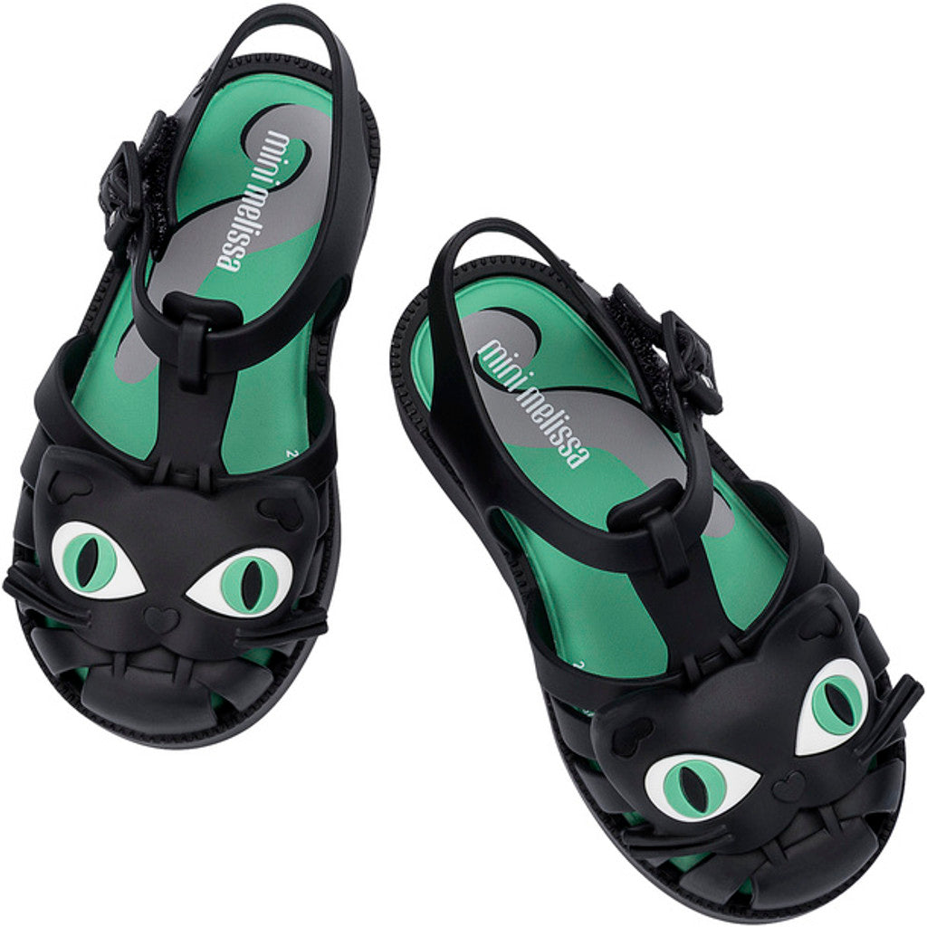 Mini Melissa Mini Melissa Possession Cat BB SANDAL BG204 BLACK/GREEN
