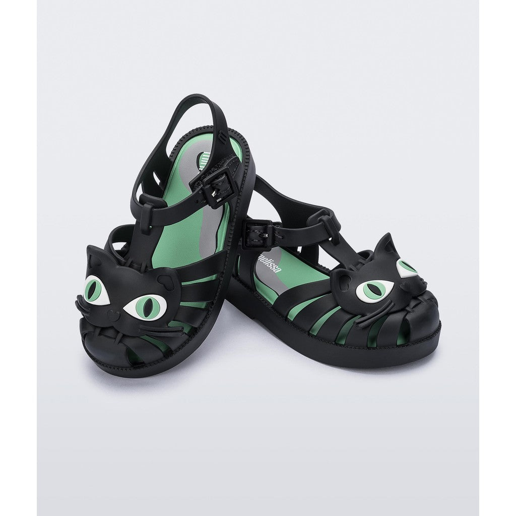 Mini Melissa Mini Melissa Possession Cat BB SANDAL BG204 BLACK/GREEN