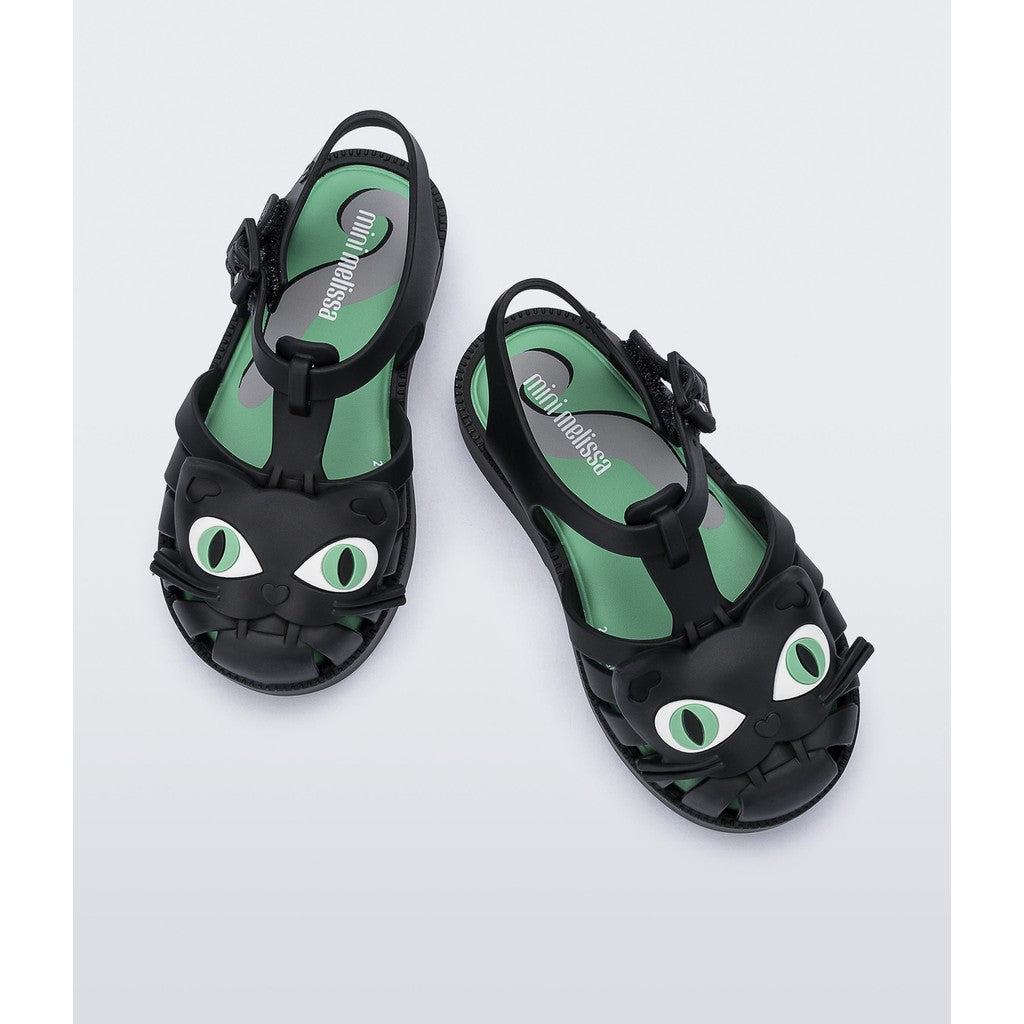 Mini Melissa Mini Melissa Possession Cat BB SANDAL BG204 BLACK/GREEN