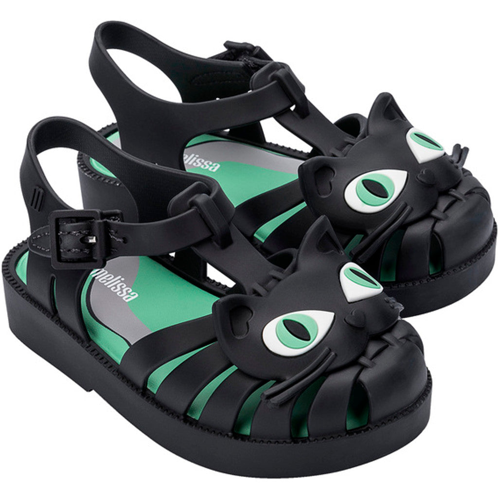 Mini Melissa Mini Melissa Possession Cat BB SANDAL BG204 BLACK/GREEN