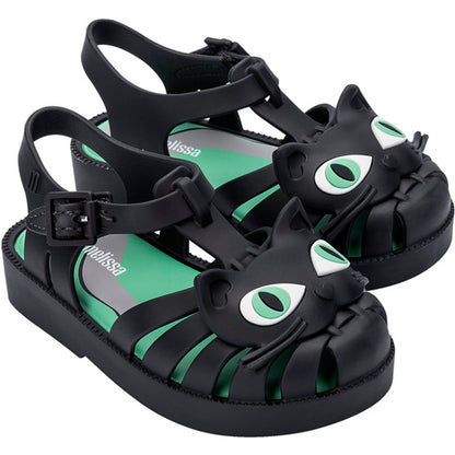Mini Melissa Mini Melissa Possession Cat BB SANDAL BG204 BLACK/GREEN